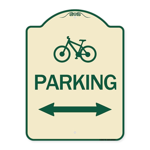 Signmission Bicycle Parking W/ Bidirectional Arrow Heavy-Gauge Aluminum Sign, 24" x 18", TG-1824-24314 A-DES-TG-1824-24314 - main